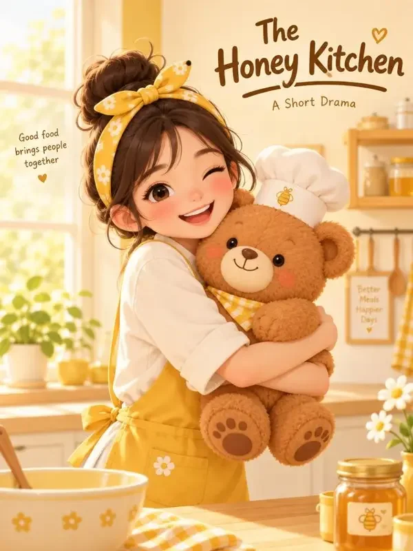 魔改短剧《熊抱甜心小厨娘》封面，都市甜宠题材短剧